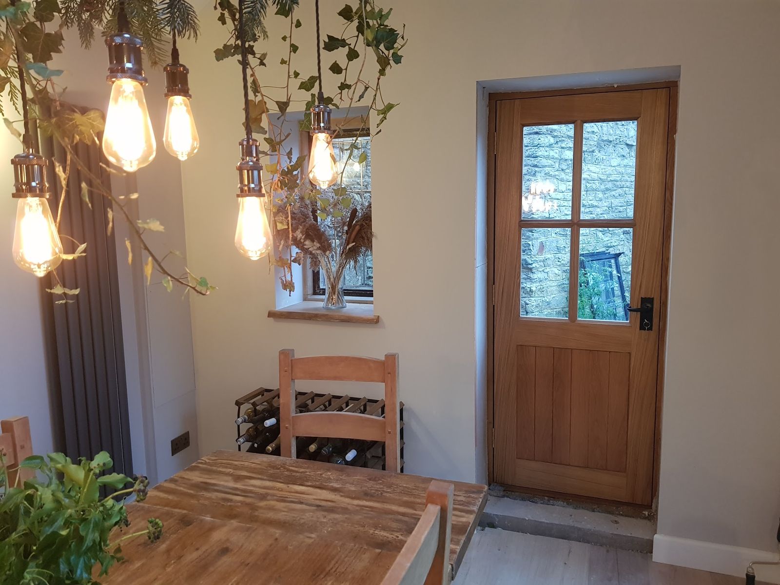 Oak glazed back door in a kitchen-diner
